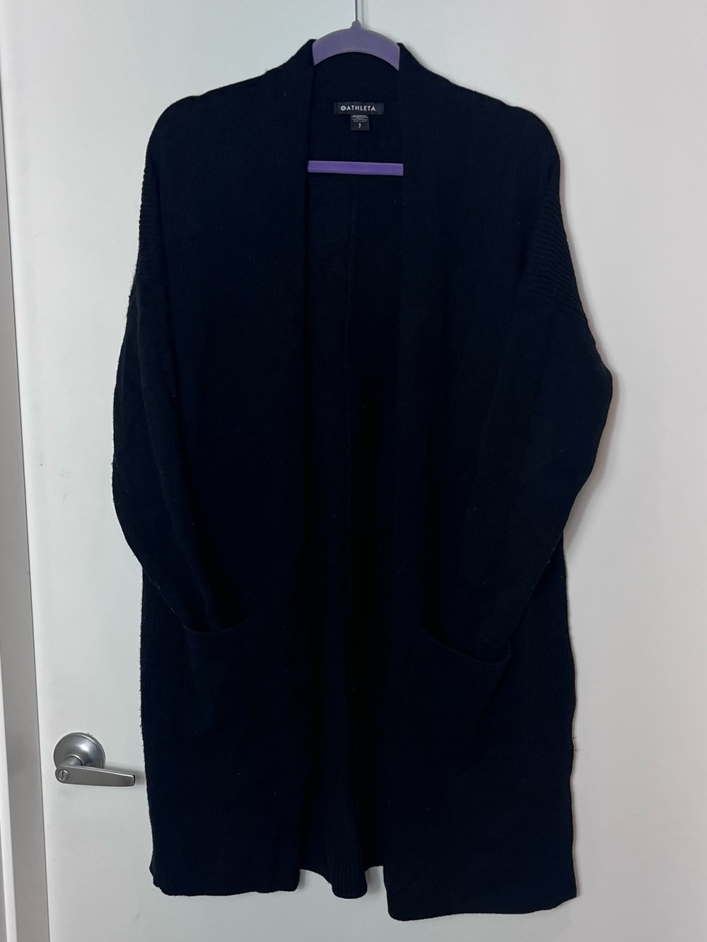 Athleta Spirit Wool Cashmere Wrap Cardigan Black‎ Open-Front Small
